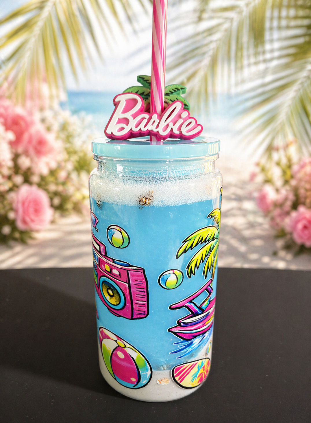 16oz Beach Theme Snow Globe Tumbler