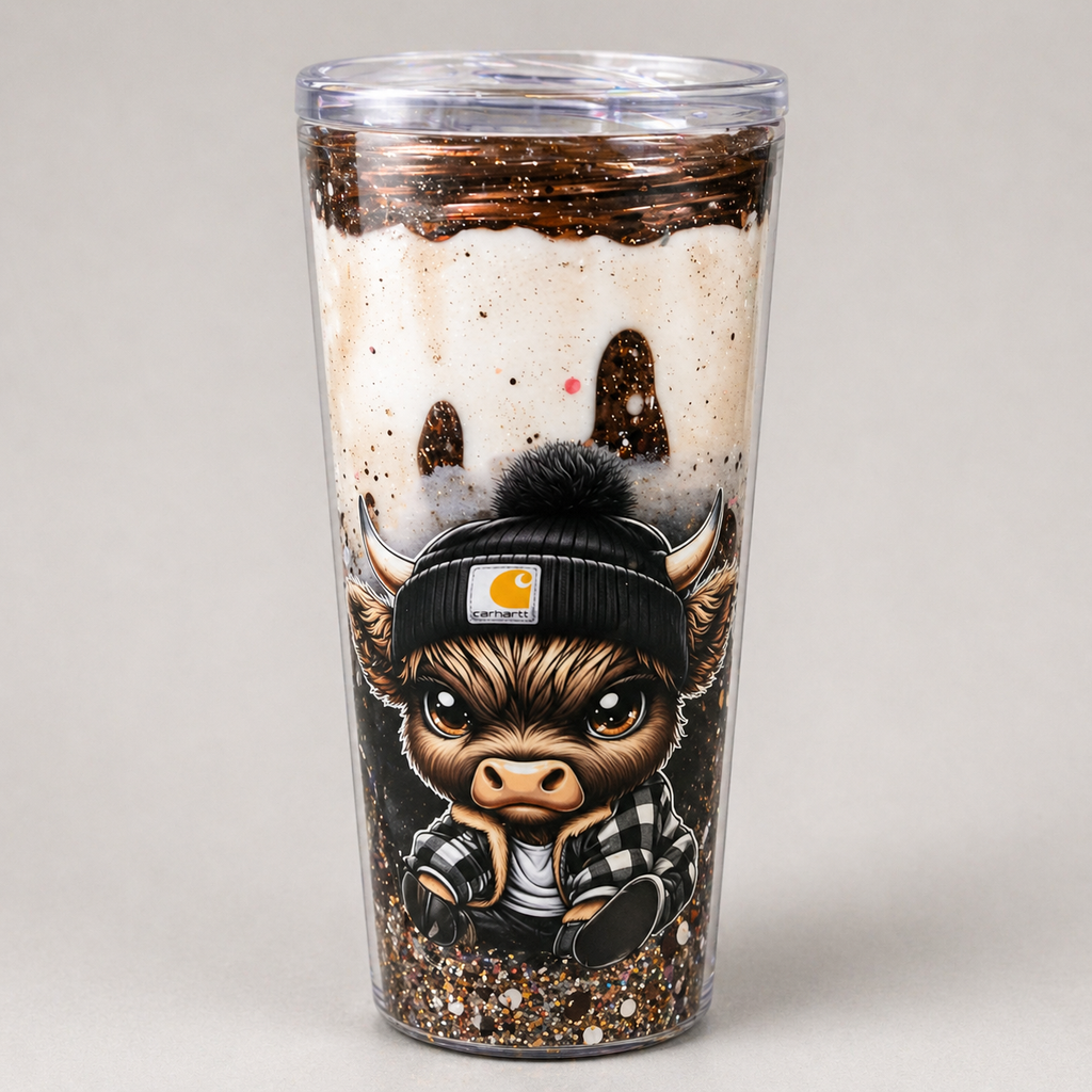Highland Cow Dual Lava Snow Globe Tumbler