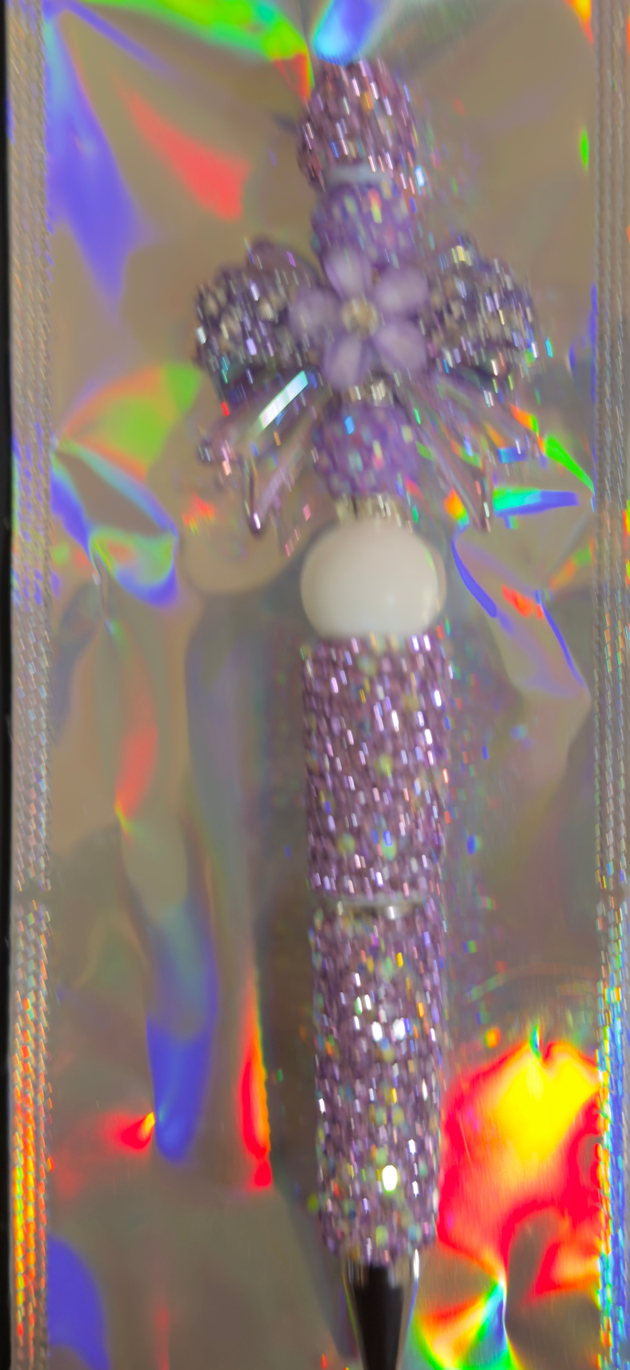 Purple sparkle Bow pen